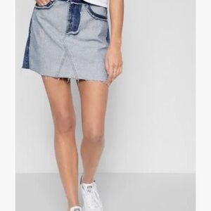 7 for all Mankind Skirt Mini Denim Jean Inside Out Patchwork Freyed Edges 29/8
